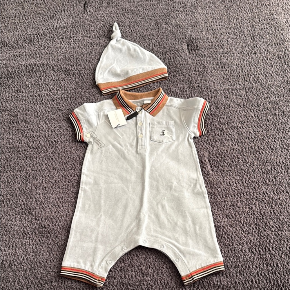 Burberry onesie with Hat NWT